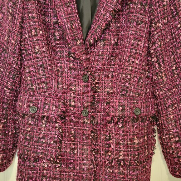 KARL LAGERFELD PARIS TWEED DOUBLE-BREASTED BLAZER SZ 10 - Picture 4 of 16